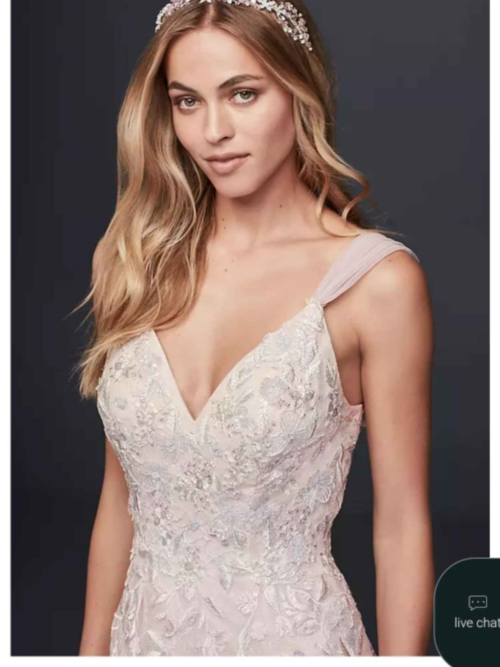 Melissa Sweet Blush Pink Lace V-Neck Wedding Dress